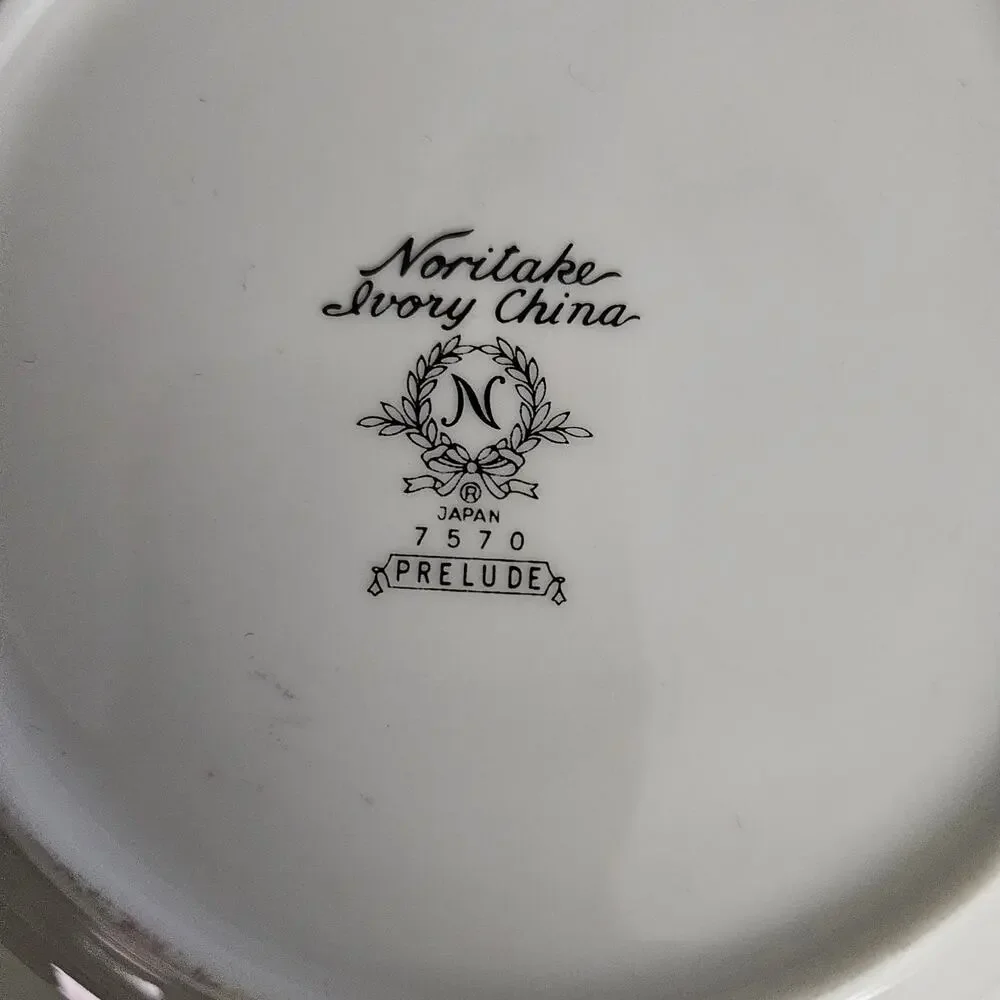 Noritake Prelude 7570 Bread Plates Set of 2 Ivory China Black Scroll Japan
